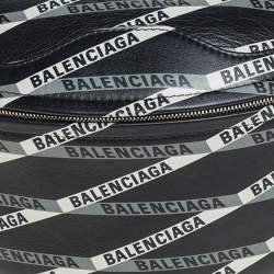 Pre Owned Balenciaga Black/White Leather XS Souvenir Bike Chain Bag