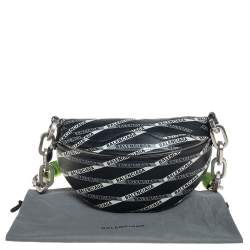 Pre Owned Balenciaga Black/White Leather XS Souvenir Bike Chain Bag