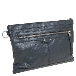 Pre Owned حقيبة كلتش بالنسياغا كلاسيك كليب إم أرينا جلد رصاصي