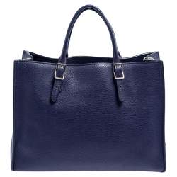 Pre Owned Balenciaga Navy Blue Leather Papier A6 Tote