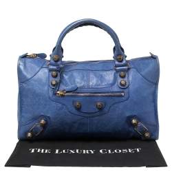Pre Owned Balenciaga Blue Leather Giant Work Bag