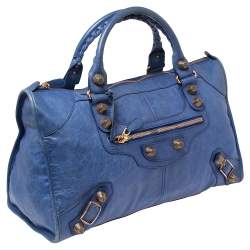 Pre Owned Balenciaga Blue Leather Giant Work Bag