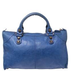 Pre Owned Balenciaga Blue Leather Giant Work Bag
