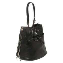 Pre Owned Balenciaga Black Soft Leather Papier Plate Bucket Bag