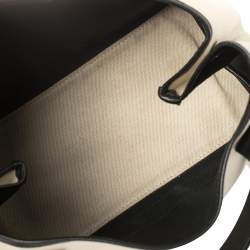 Pre Owned Balenciaga White/Black Canvas and Leather S Navy Cabas Tote