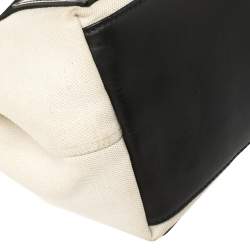Pre Owned Balenciaga White/Black Canvas and Leather S Navy Cabas Tote