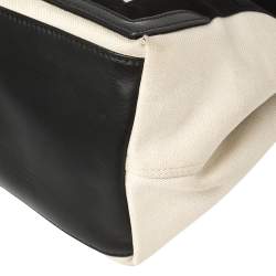 Pre Owned Balenciaga White/Black Canvas and Leather S Navy Cabas Tote