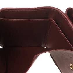 Pre Owned Balenciaga Burgundy Croc Embossed Leather Mini BB Wallet