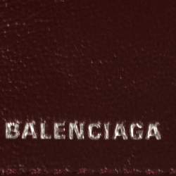 Pre Owned Balenciaga Burgundy Croc Embossed Leather Mini BB Wallet