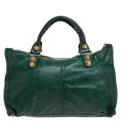 Pre Owned Balenciaga Pommier Lambskin Leather GGH Work Tote