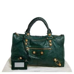 Pre Owned Balenciaga Pommier Lambskin Leather GGH Work Tote