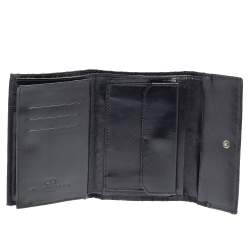 مملوكة مسبقًا Balenciaga Black Monogram Nylon and Leather Trifold Wallet