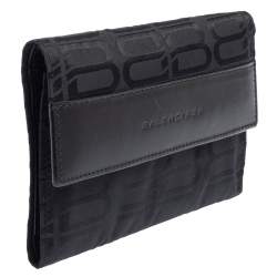 مملوكة مسبقًا Balenciaga Black Monogram Nylon and Leather Trifold Wallet