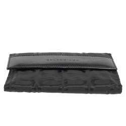 مملوكة مسبقًا Balenciaga Black Monogram Nylon and Leather Trifold Wallet