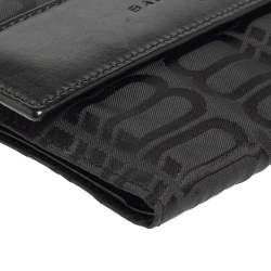 مملوكة مسبقًا Balenciaga Black Monogram Nylon and Leather Trifold Wallet