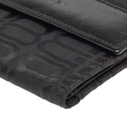 مملوكة مسبقًا Balenciaga Black Monogram Nylon and Leather Trifold Wallet