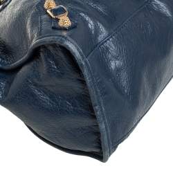 مملوكة مسبقًا حقيبة يد توتس بالنسياغا جي جي أتش سيتي جلد أزرق داكن