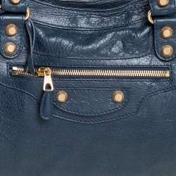 مملوكة مسبقًا حقيبة يد توتس بالنسياغا جي جي أتش سيتي جلد أزرق داكن