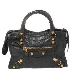 Pre Owned Balenciaga  Anthracite Leather Mini Classic City Bag