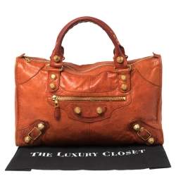 Pre Owned Balenciaga Burnt Orange Leather GGH Work Tote