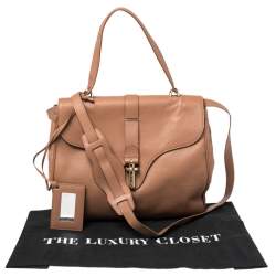 Pre Owned Balenciaga Tan Leather Tube Clasp Top Handle Bag