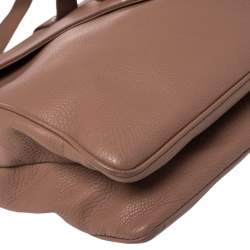 Pre Owned Balenciaga Tan Leather Tube Clasp Top Handle Bag