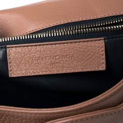 Pre Owned Balenciaga Tan Leather Tube Clasp Top Handle Bag