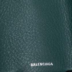 Pre Owned Balenciaga Vert Sauge Leather Mini Papier Wallet