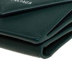 Pre Owned Balenciaga Vert Sauge Leather Mini Papier Wallet