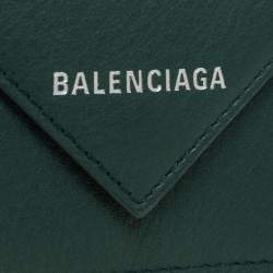 Pre Owned Balenciaga Vert Sauge Leather Mini Papier Wallet