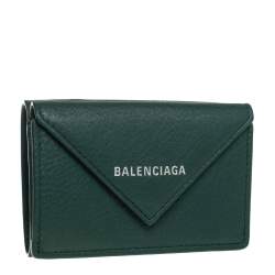 Pre Owned Balenciaga Vert Sauge Leather Mini Papier Wallet
