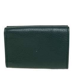 Pre Owned Balenciaga Vert Sauge Leather Mini Papier Wallet