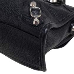 Pre Owned Balenciaga Black Leather Mini Classic City Tote