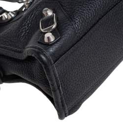 Pre Owned Balenciaga Black Leather Mini Classic City Tote