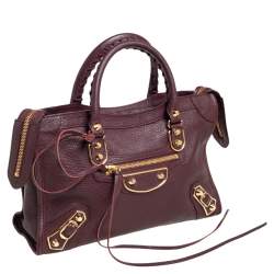 Pre Owned Balenciaga Chataigne Leather Small Classic City Tote