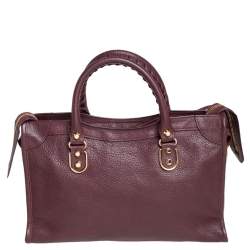 Pre Owned Balenciaga Chataigne Leather Small Classic City Tote