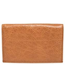 Pre Owned Balenciaga Cumin Leather Screw Bifold Card Holder