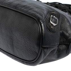 Pre Owned حقيبة ساتشل بالنسياغا كلاسيك أر أتش بولر جلد أسود