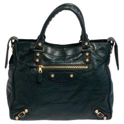 Pre Owned Balenciaga Green Leather Giant 12 GH Velo Tote