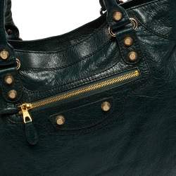 Pre Owned Balenciaga Green Leather Giant 12 GH Velo Tote