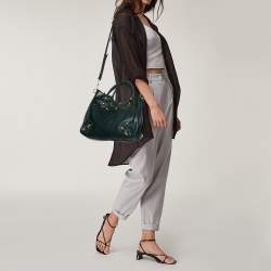 Pre Owned Balenciaga Green Leather Giant 12 GH Velo Tote