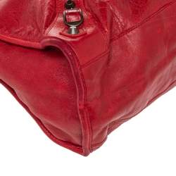 Pre Owned حقيبة بالنسياغا موتورسايكل سيتي جلد خروف أحمر
