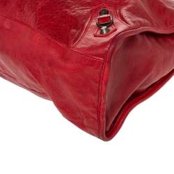 Pre Owned حقيبة بالنسياغا موتورسايكل سيتي جلد خروف أحمر