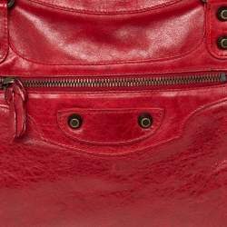 Pre Owned حقيبة بالنسياغا موتورسايكل سيتي جلد خروف أحمر