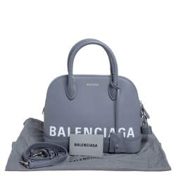 مملوكة مسبقًا Balenciaga Grey Leather S Ville Logo Satchel