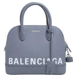 مملوكة مسبقًا Balenciaga Grey Leather S Ville Logo Satchel
