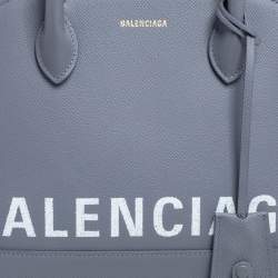 مملوكة مسبقًا Balenciaga Grey Leather S Ville Logo Satchel