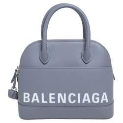 مملوكة مسبقًا Balenciaga Grey Leather S Ville Logo Satchel