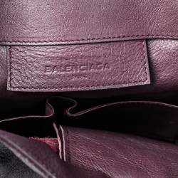 Pre Owned حقيبة يد توتس بالنسياغا بابييه A4 جلد عنابي ميني بسحاب ملتف   