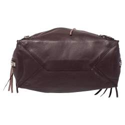 Pre Owned حقيبة يد توتس بالنسياغا بابييه A4 جلد عنابي ميني بسحاب ملتف   